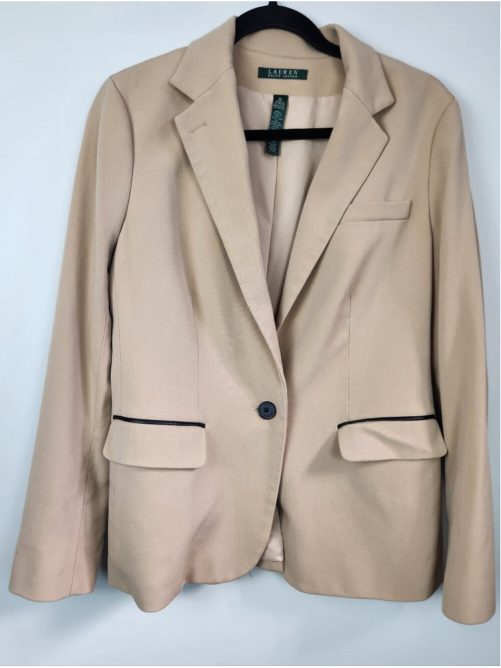 Ralph Lauren Beige Wool Blazer Suit Jacket Size 10 Preppy Heritage Professional - Picture 2 of 13
